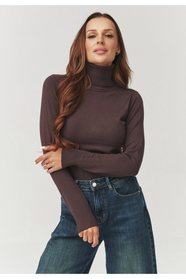 Golf damski z wiskozą czekoladowy c11