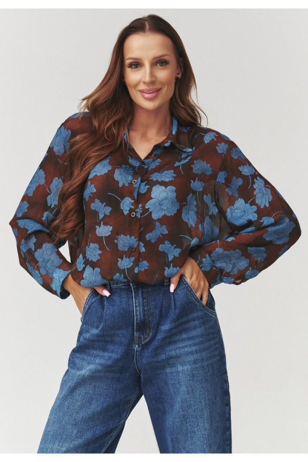Koszula damska niebieskie kwiaty c5