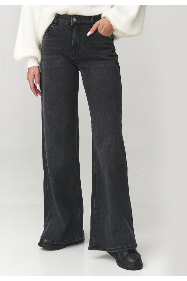 Jeansy damskie baggy z szerokimi nogawkami czarne c26