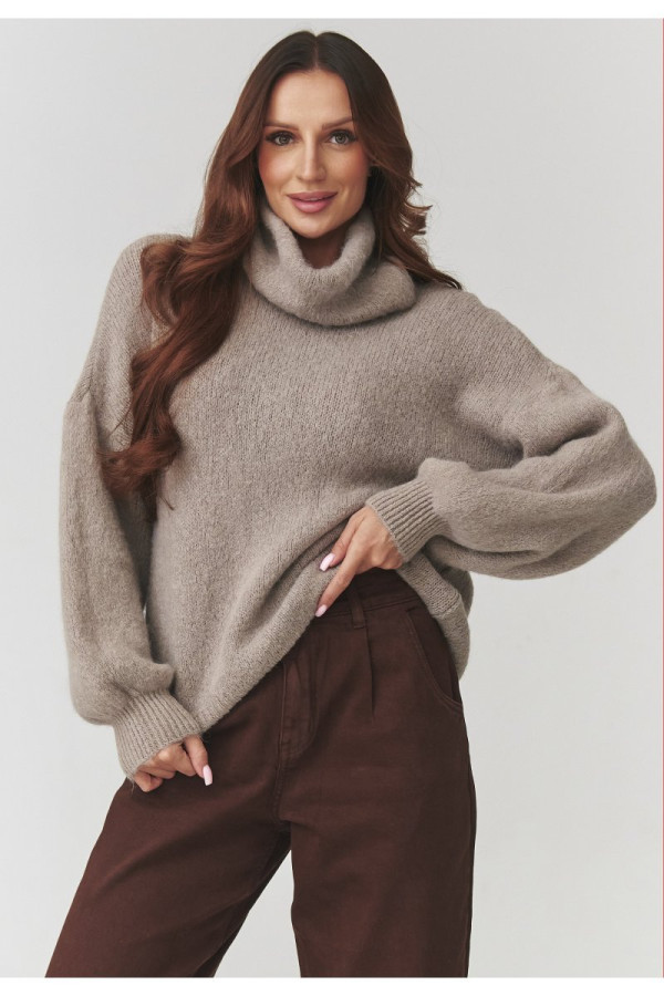 Golf damski oversize baby alpaka cappuccino c19