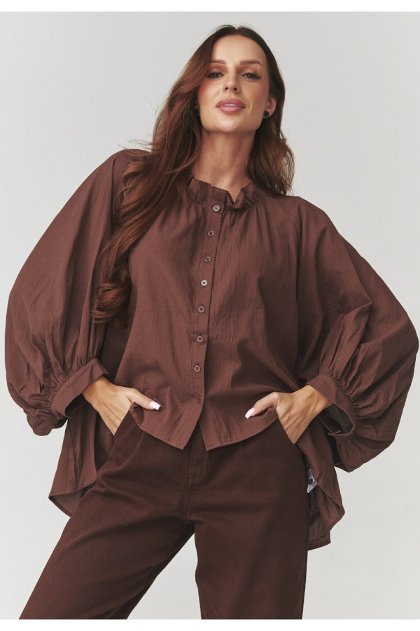 Elegancka koszula damska oversize brązowa c24