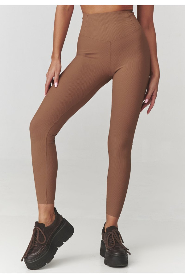 Legginsy damskie prążkowane camel c30