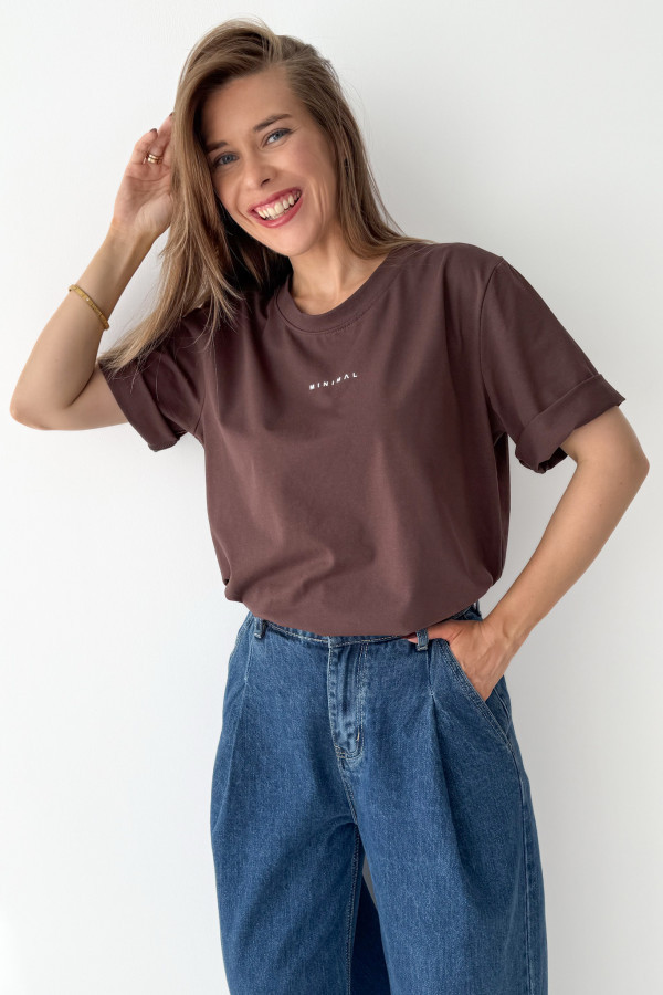 Klasyczny basic t-shirt puro czekolada