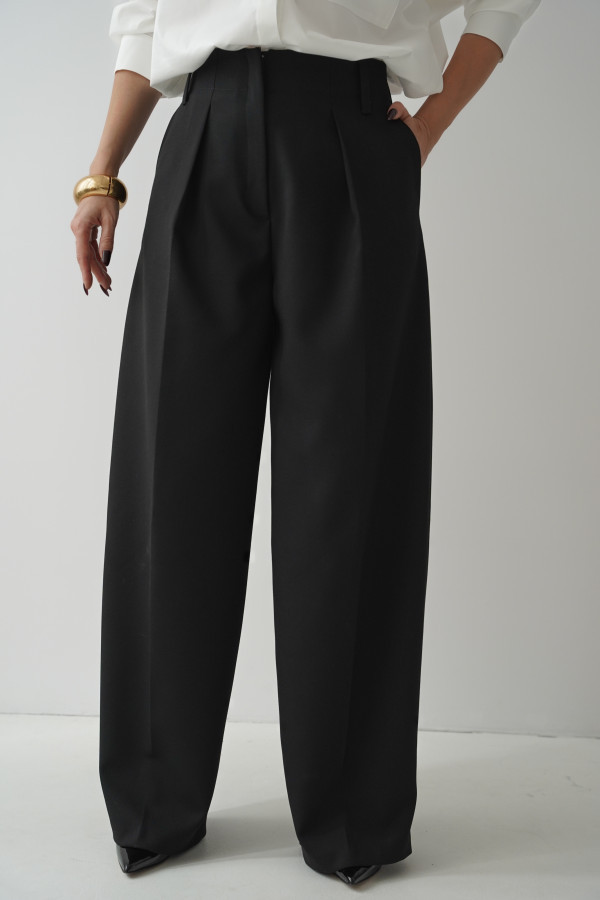 Eleganckie spodnie banana fit z wysokim stanem paris