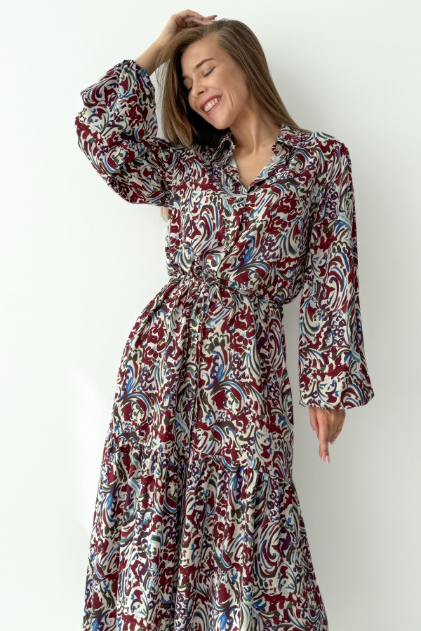 Sukienka estella szmizjerka z falbaną marsala jardin