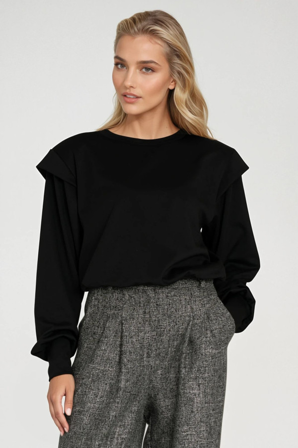 Bluza oversize z wysokimi ściągaczami przy rękawach - czarna