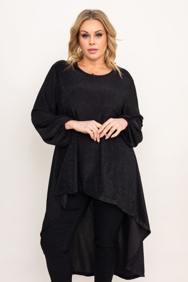 Czarna tunika błyszcząca lekuzi