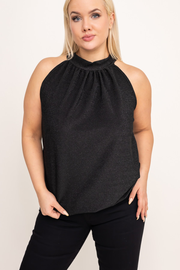 Czarna bluzka błyszcząca loriana