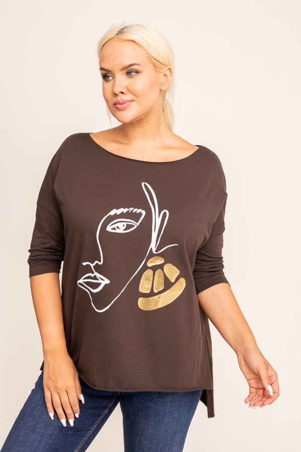 Brązowa bluzka revumi wzór 1