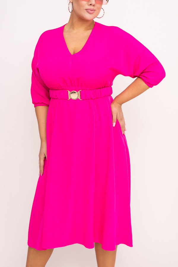 Fuksjowa sukienka z paskiem gesina