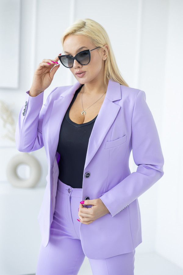 Liliowa marynarka jednorzędowa tenzi