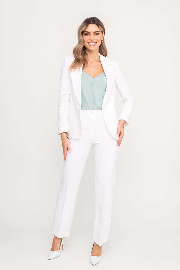 Outlet biały garnitur jednorzędowy tekeno