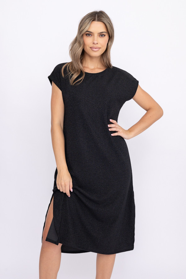 Czarna sukienka błyszcząca gevini