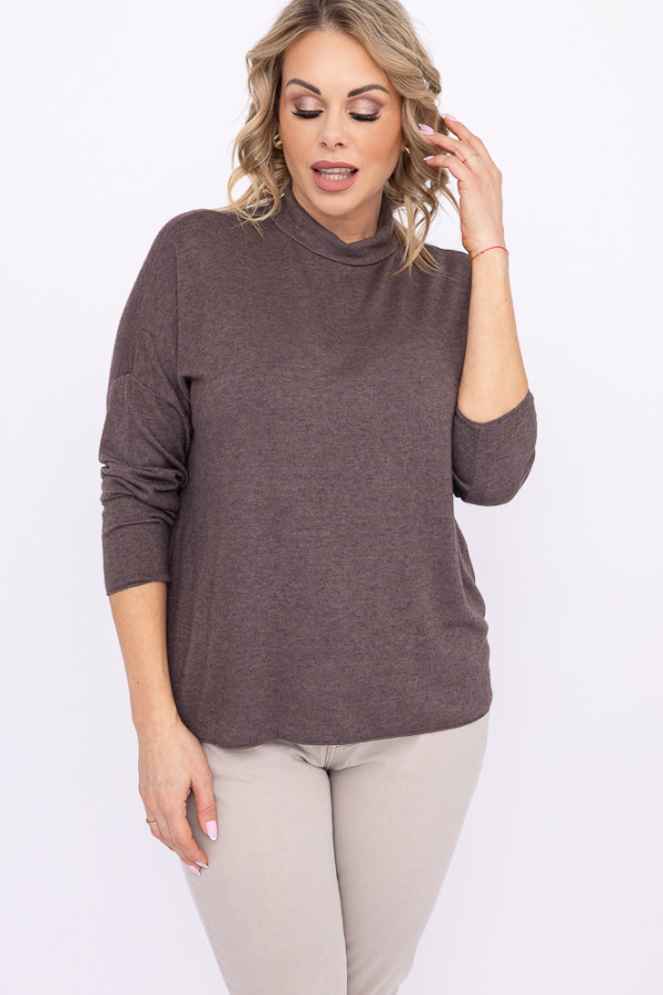 Czekoladowy sweterek z półgolfem berino