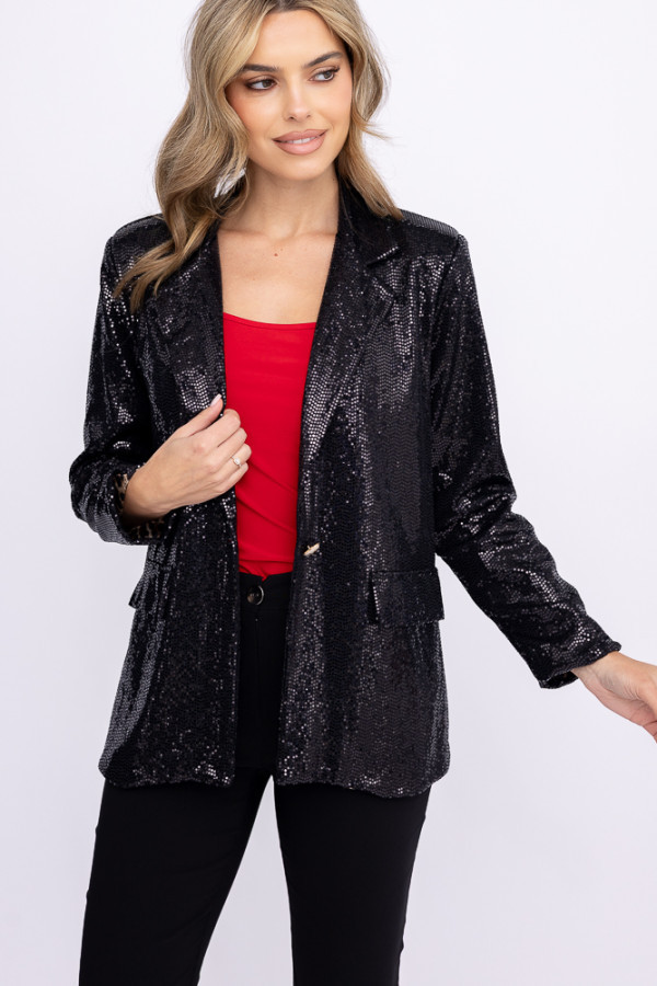 Czarna marynarka błyszcząca vesino