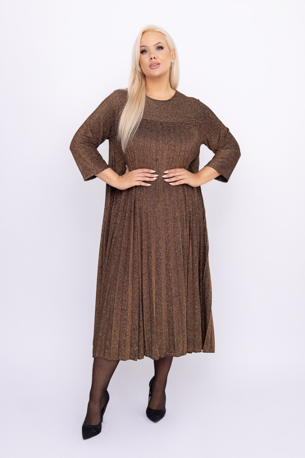 Brązowa sukienka błyszcząca telien