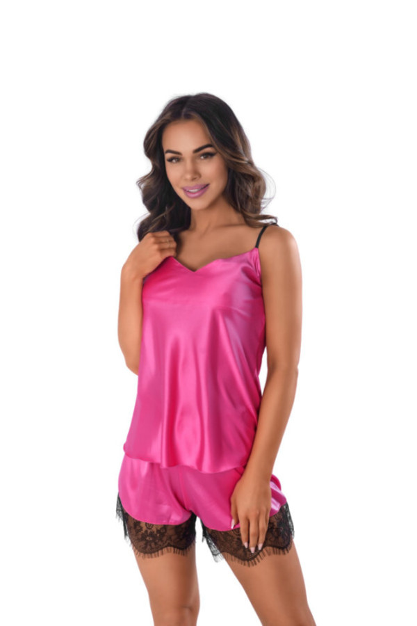 Fuksjowa piżama satynowa shorts+classic top frivolie