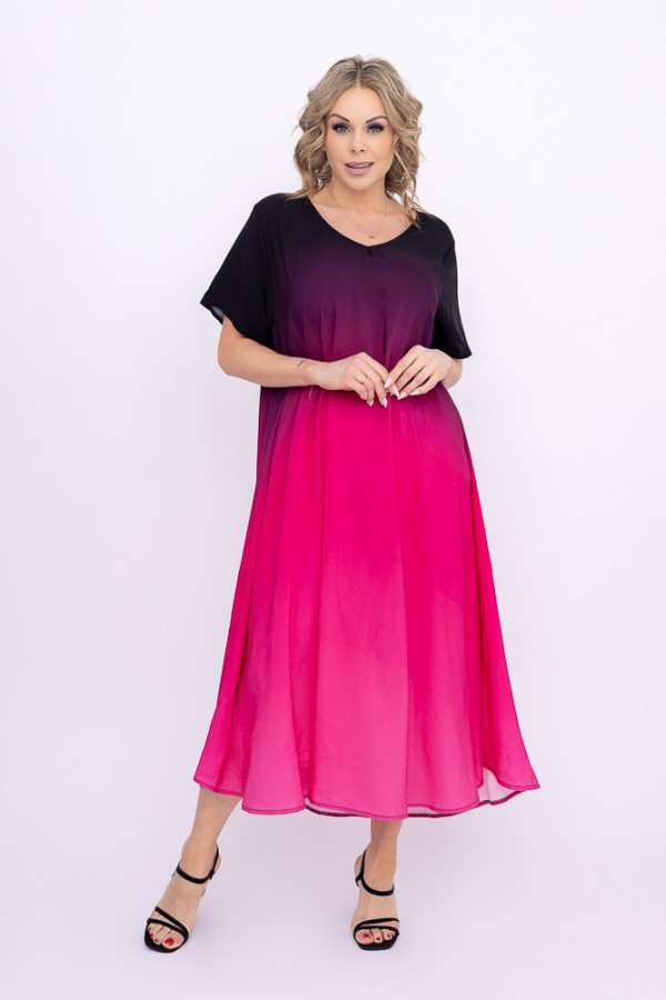Fuksjowa sukienka ombre kendal wzór 1