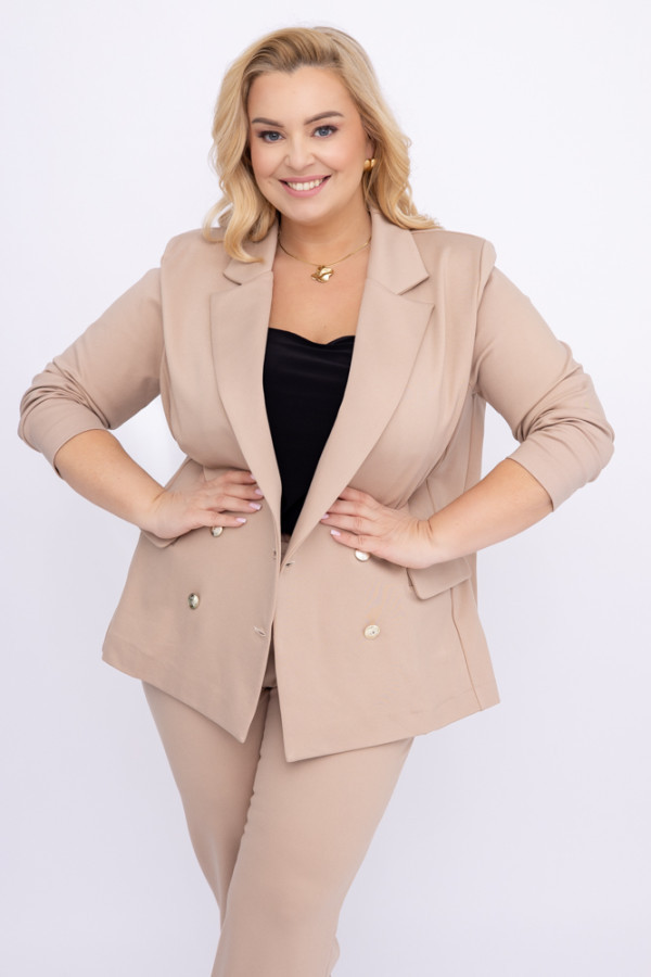 Jasnobeżowa marynarka dwurzędowa meyvi