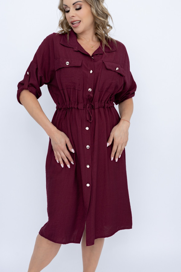 Wiśniowa sukienka szmizjerka saferi