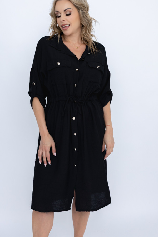 Czarna sukienka szmizjerka saferi