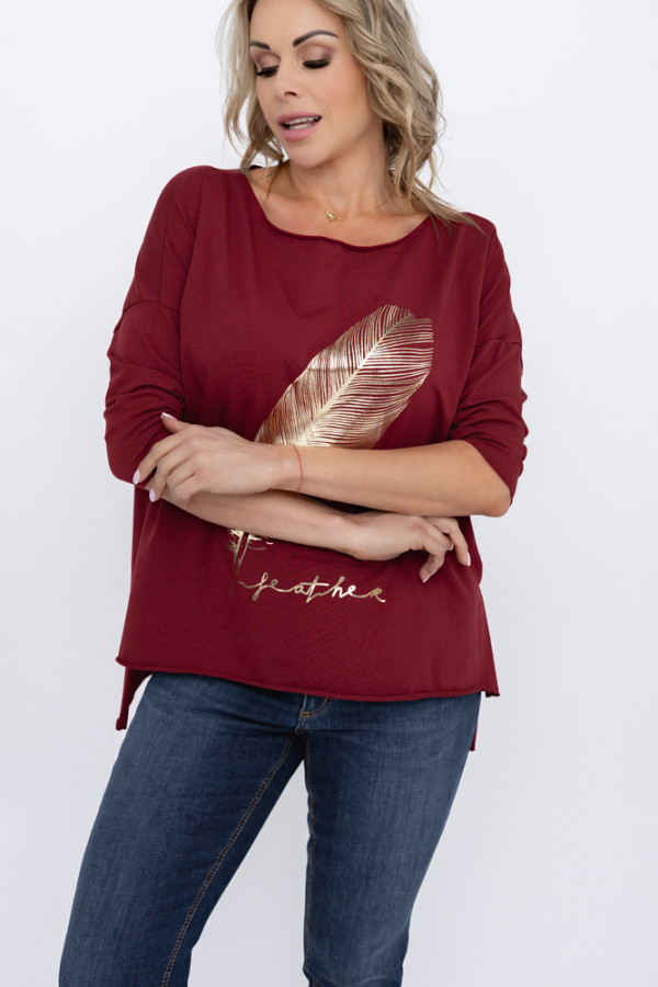 Bordowa bluzka revumi wzór 3