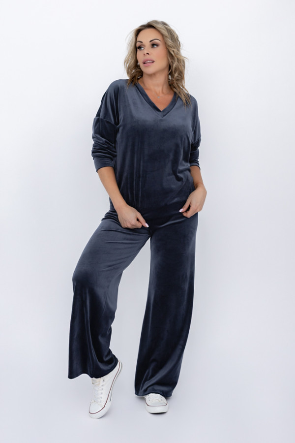 Granatowy komplet dresowy welurowy vesenti