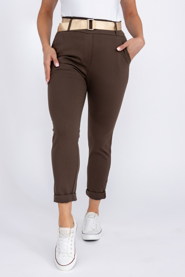 Czekoladowe spodnie z paskiem artemis