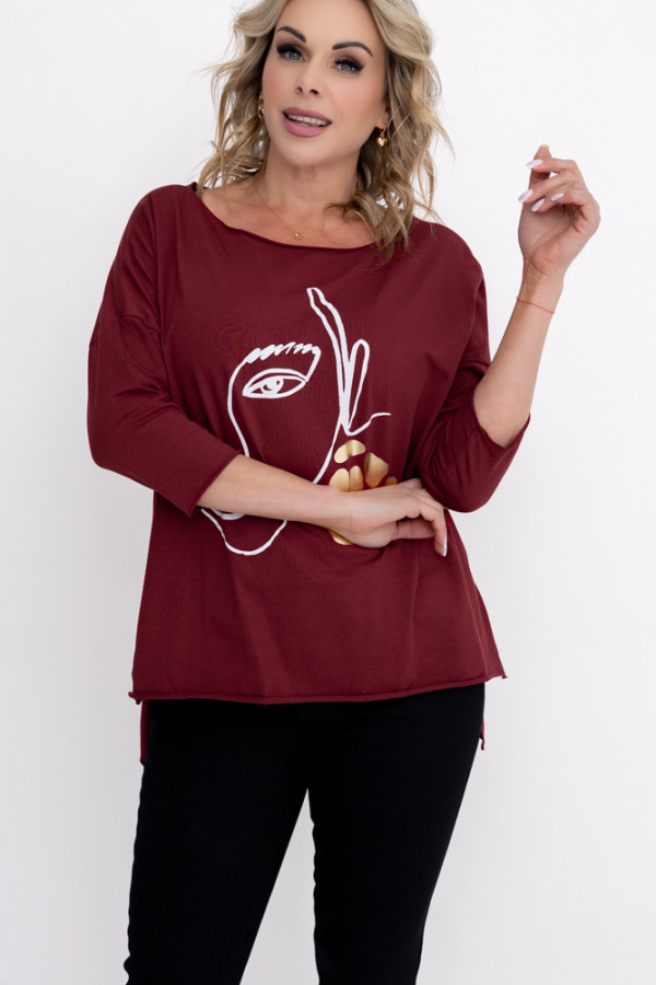 Bordowa bluzka revumi wzór 1