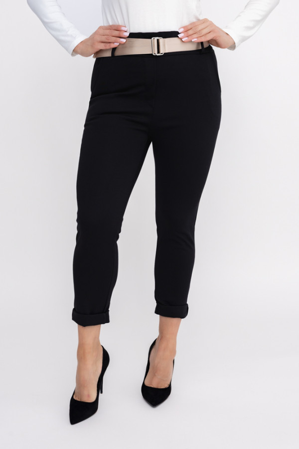 Czarne spodnie z paskiem artemis