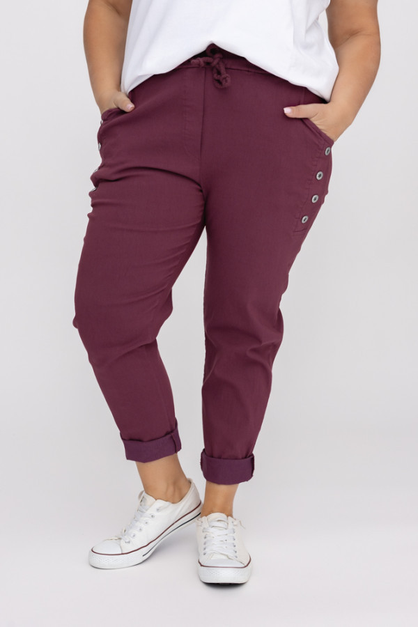 śliwkowe spodnie sendi