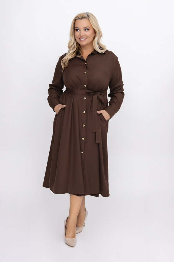 Czekoladowa sukienka szmizjerka tremeno