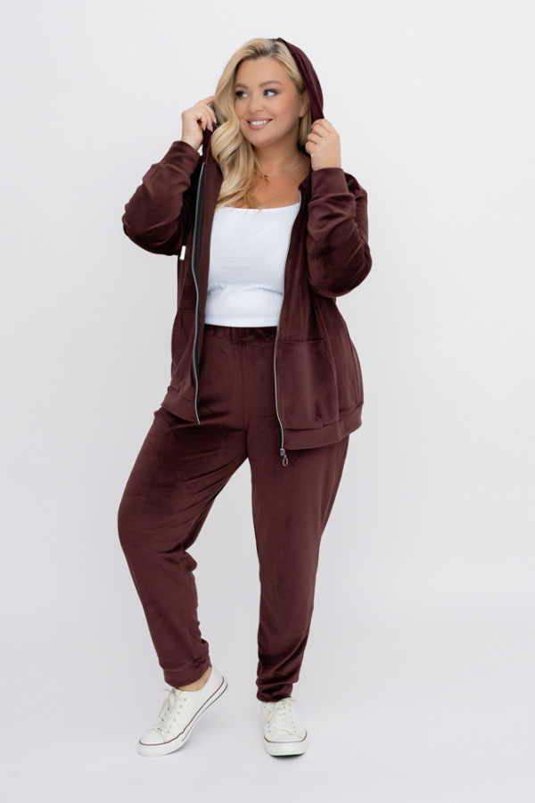 Czekoladowy komplet dresowy polin welurowy