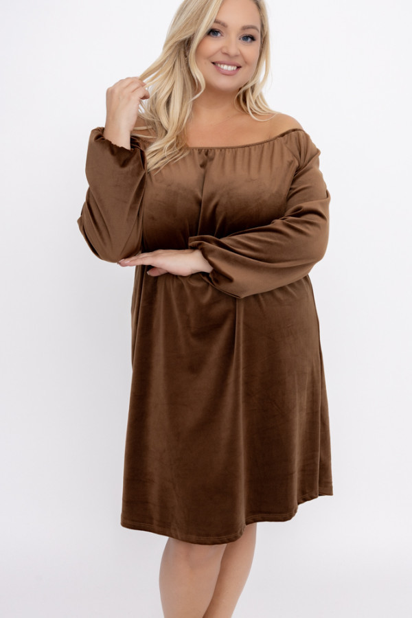 Brązowa sukienka welurowa lumerio