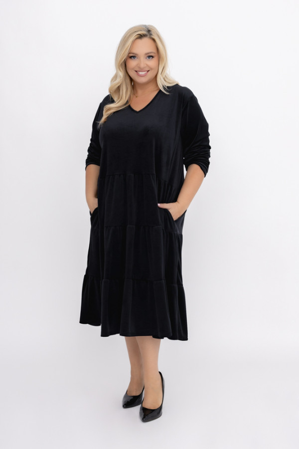 Czarna sukienka welurowa sarien
