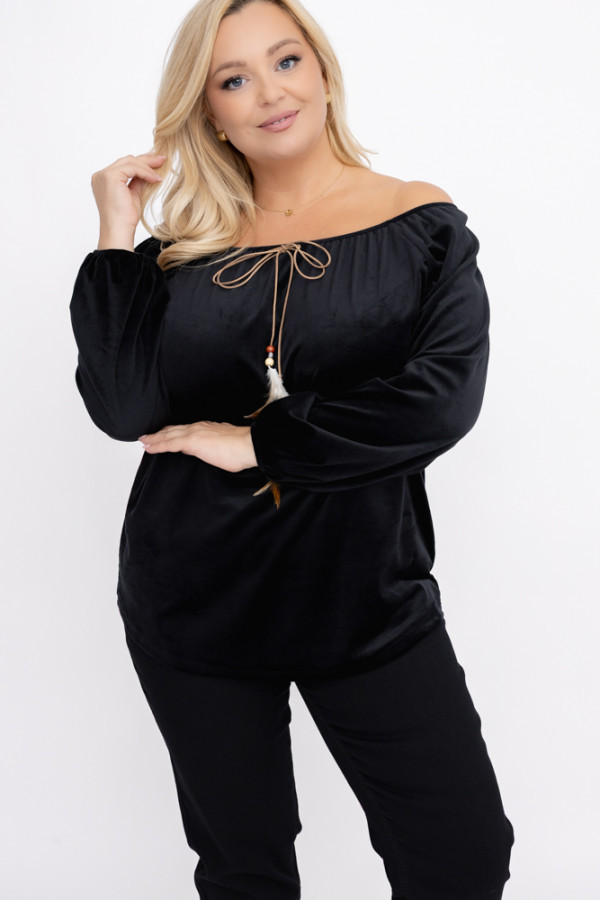 Czarna bluzka welurowa cermi