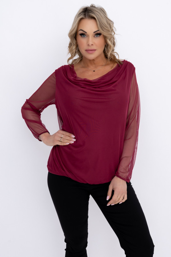 Bordowa bluzka siateczkowa lamara