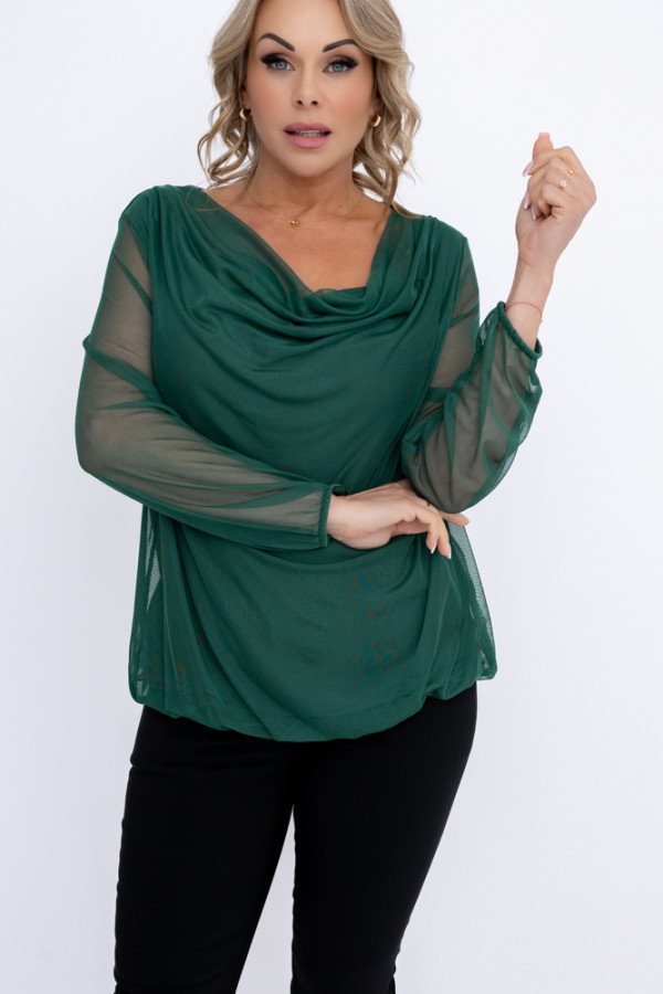 Butelkowozielona bluzka siateczkowa lamara