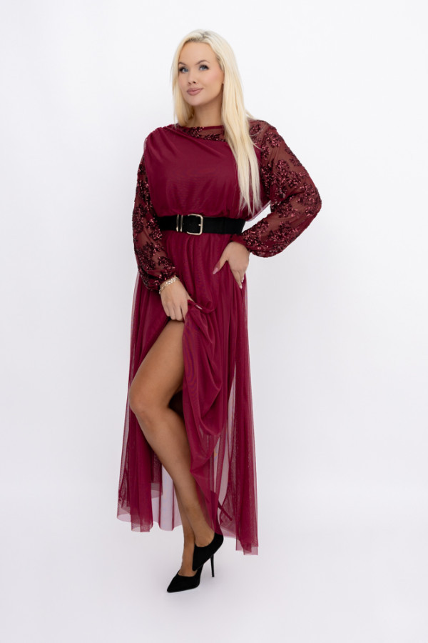 Wiśniowa sukienka siateczkowa bezeri