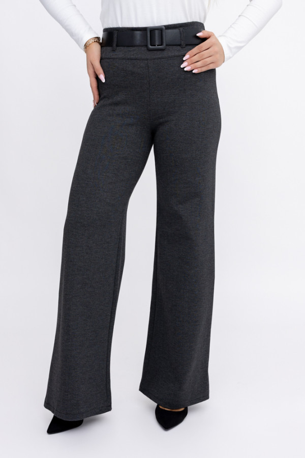 Ciemnoszare spodnie z paskiem trimi