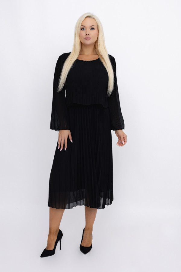 Czarna plisowana sukienka szyfonowa reverti