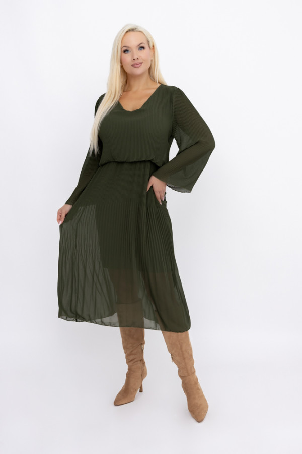 Khaki sukienka szyfonowa simeni