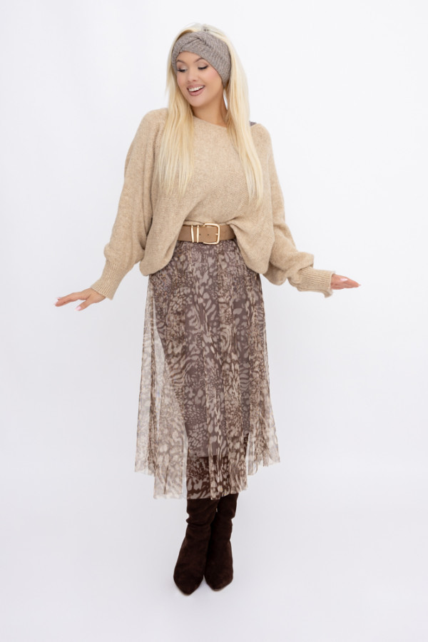 Jasnobeżowy komplet ze sweterkiem amelie wzór 1