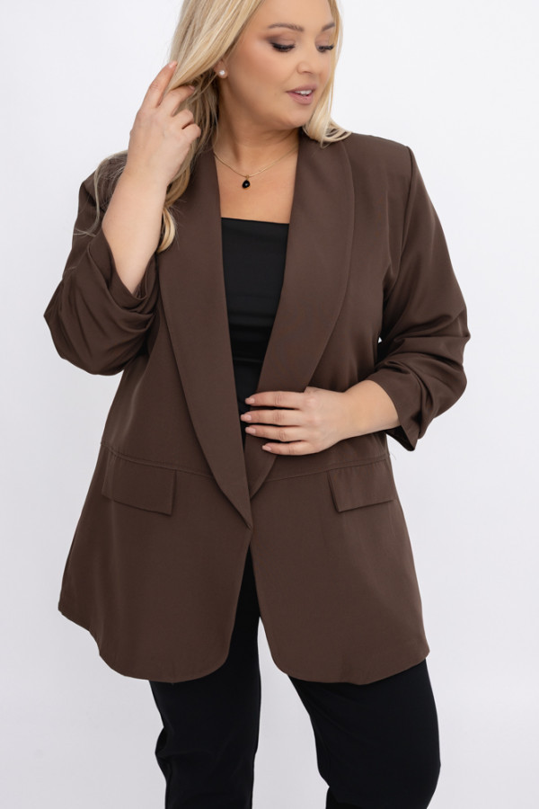 Czekoladowa marynarka luzinio