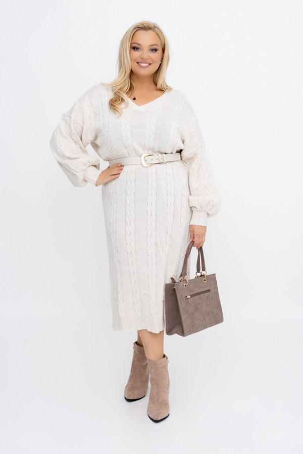 Jasnobeżowa sukienka sweterkowa talien