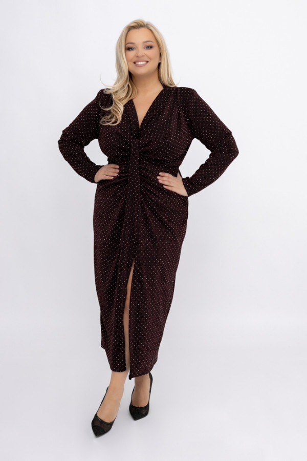 Burgundowa sukienka błyszcząca eventiro