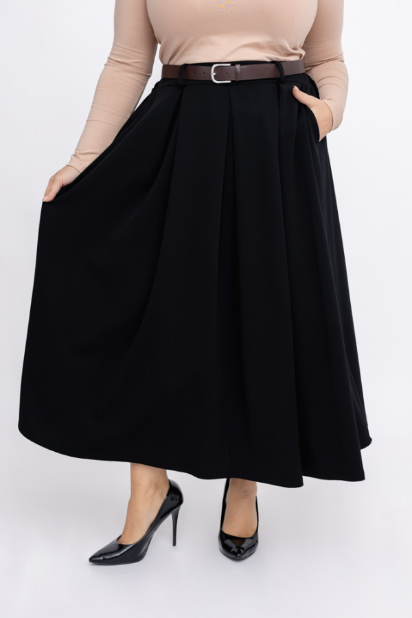 Czarna plisowana spódnica z paskiem tolia