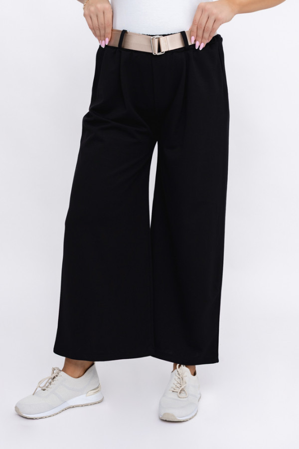 Czarne spodnie z paskiem salia