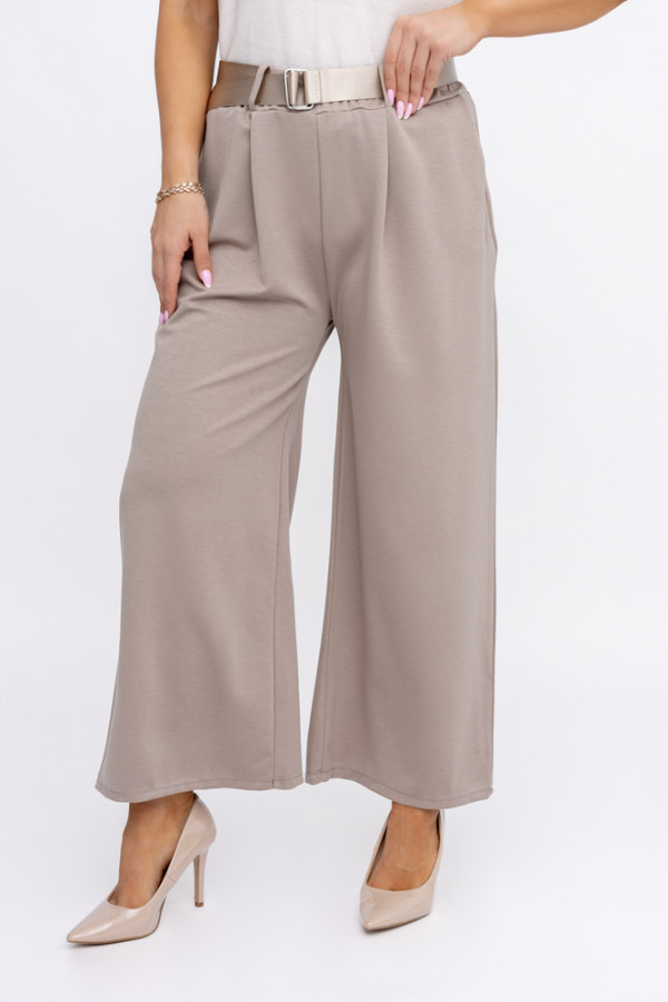 Kawowe spodnie z paskiem salia