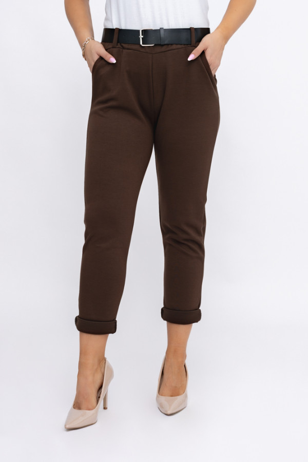 Czekoladowe spodnie z paskiem regento